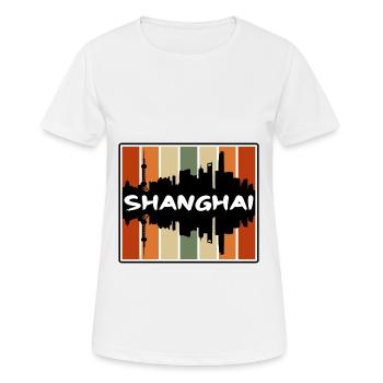 Shanghai Chine Skyline Silhouette Voyage Souvenir - T-shirt respirant Femme - blanc - Devant - AI Model Female 172 dark (172cm)