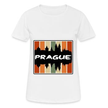 Prag Tschechien Skyline Silhouette Reise Souvenir - Frauen T-Shirt atmungsaktiv - Weiß - Vorne - AI Model Female 172 dark (172cm)