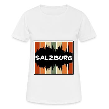 Salzburg Österreich Skyline Silhouette Reise Souveni - Frauen T-Shirt atmungsaktiv - Weiß - Vorne - AI Model Female 172 dark (172cm)