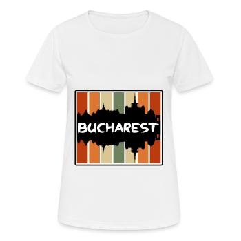 Bukarest Rumänien Skyline Silhouette Travel Souven - Frauen T-Shirt atmungsaktiv - Weiß - Vorne - AI Model Female 172 dark (172cm)