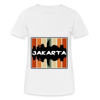 Jakarta Indonesien Skyline Silhouette Travel Souven - Frauen T-Shirt atmungsaktiv - Weiß - Vorne - AI Model Female 172 dark (172cm)