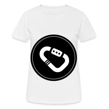 Equipement d’escalade cercle de mousqueton - T-shirt respirant Femme - blanc - Devant - AI Model Female 172 dark (172cm)