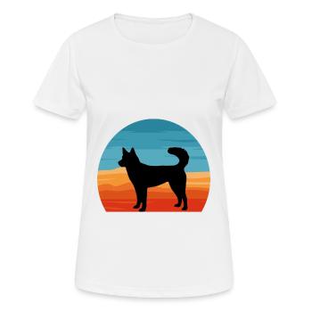 Kai Ken Dog Lover Silhouette Vintage Sunset - T-shirt respirant Femme - blanc - Devant - AI Model Female 172 dark (172cm)