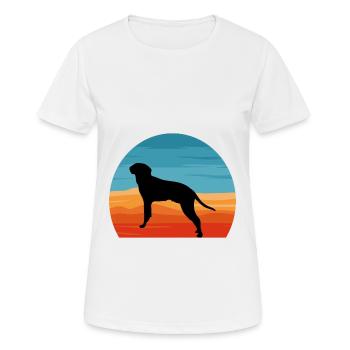 Braque Saint Germain Dog Silhouette Retro Coucher de soleil - T-shirt respirant Femme - blanc - Devant - AI Model Female 172 dark (172cm)