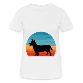 Lancashire Heeler Hund Liebe Silhouette Retro Sonnenuntergang - Frauen T-Shirt atmungsaktiv - Weiß - Vorne - AI Model Female 172 dark (172cm)