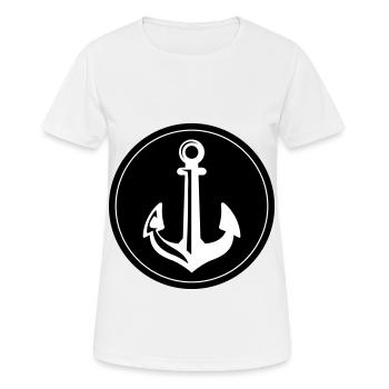 Icône de l’icône d’ancrage - T-shirt respirant Femme - blanc - Devant - AI Model Female 172 dark (172cm)