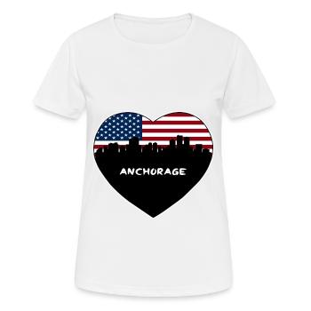 Anchorage Alaska USA Flag Skyline Souvenir de voyage - T-shirt respirant Femme - blanc - Devant - AI Model Female 172 dark (172cm)