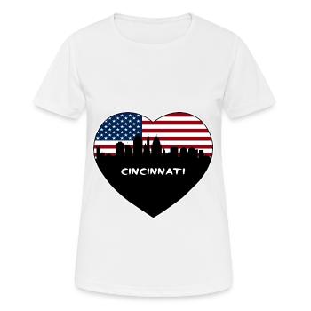 Cincinnati Ohio USA Flag Skyline Souvenir de voyage - T-shirt respirant Femme - blanc - Devant - AI Model Female 172 dark (172cm)