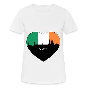 Cork Ireland Flag Skyline Travel Souvenir - Women's Breathable T-Shirt - white - Front - AI Model Female 172 dark (172cm)