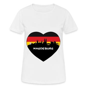 Magdebourg Allemagne Flag Skyline Souvenir de voyage - T-shirt respirant Femme - blanc - Devant - AI Model Female 172 dark (172cm)