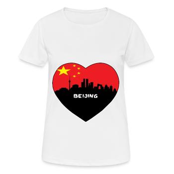 Peking-China-Flaggen-Skyline-Reise-Souvenir - Frauen T-Shirt atmungsaktiv - Weiß - Vorne - AI Model Female 172 dark (172cm)