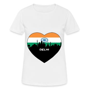 Delhi India Flag Skyline Souvenir de voyage - T-shirt respirant Femme - blanc - Devant - AI Model Female 172 dark (172cm)
