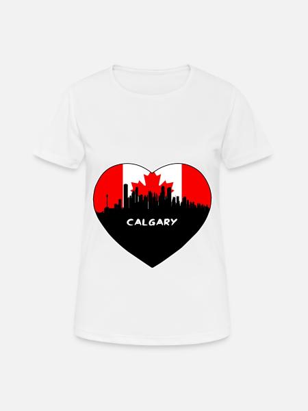 Calgary Canada Flag Skyline Travel Souvenir - Women's Breathable T-Shirt - white