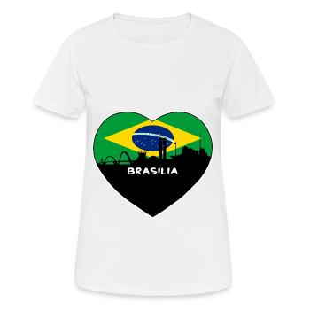 Brasilia Brésil Flag Skyline Souvenir de voyage - T-shirt respirant Femme - blanc - Devant - AI Model Female 172 dark (172cm)