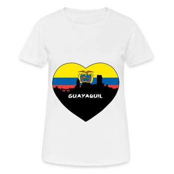 Guayaquil Equador Flagge Skyline Reise Souvenir - Frauen T-Shirt atmungsaktiv - Weiß - Vorne - AI Model Female 172 dark (172cm)