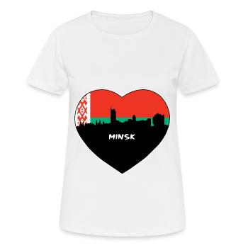 Minsk Weißrussland Flagge Skyline Reise Souvenir - Frauen T-Shirt atmungsaktiv - Weiß - Vorne - AI Model Female 172 dark (172cm)