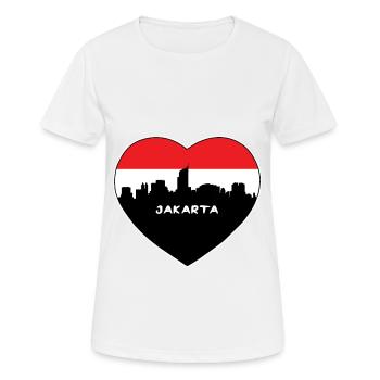 Jakarta Indonesien Flagge Skyline Reise Souvenir - Frauen T-Shirt atmungsaktiv - Weiß - Vorne - AI Model Female 172 dark (172cm)