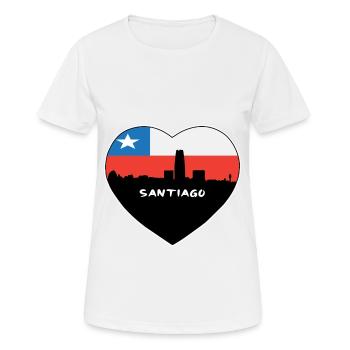 Santiago Chile Flagge Skyline Reise Souvenir - Frauen T-Shirt atmungsaktiv - Weiß - Vorne - AI Model Female 172 dark (172cm)