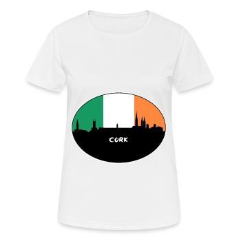 Cork Ireland Flag Skyline Travel Souvenir - Women's Breathable T-Shirt - white - Front - AI Model Female 172 dark (172cm)