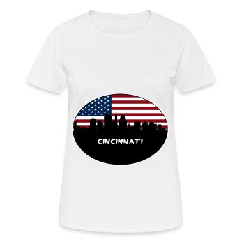 Cincinnati Ohio USA Flag Skyline Souvenir de voyage - T-shirt respirant Femme - blanc - Devant - AI Model Female 172 dark (172cm)