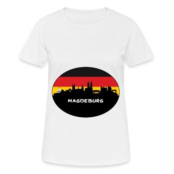 Magdebourg Allemagne Flag Skyline Silhouette Voyage - T-shirt respirant Femme - blanc - Devant - AI Model Female 172 dark (172cm)