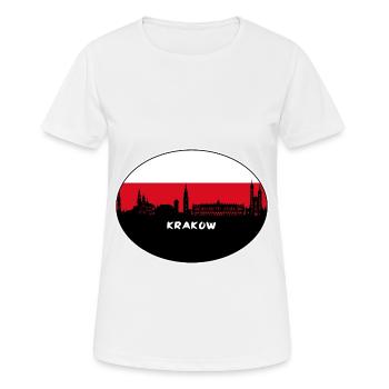 Krakau Polen Flagge Skyline Silhouette Reisen - Frauen T-Shirt atmungsaktiv - Weiß - Vorne - AI Model Female 172 dark (172cm)