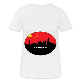 Shanghai Chine Drapeau Skyline Voyage Silhouette - T-shirt respirant Femme - blanc - Devant - AI Model Female 172 dark (172cm)