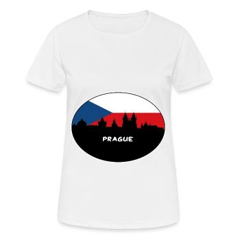 Prag Tschechien Flagge Skyline Silhouette Reisen - Frauen T-Shirt atmungsaktiv - Weiß - Vorne - AI Model Female 172 dark (172cm)