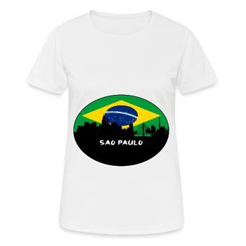 Sao Paulo Brazil Flag Skyline Silhouette Travel - Women's Breathable T-Shirt - white - Front - AI Model Female 172 dark (172cm)