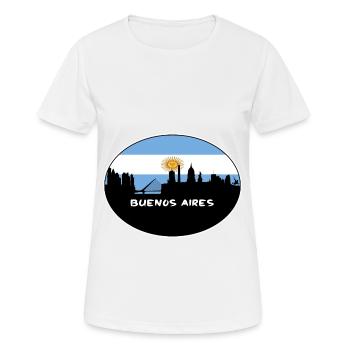 Buenos Aires Argentina Flag Skyline Silhouette Tra - Women's Breathable T-Shirt - white - Front - AI Model Female 172 dark (172cm)