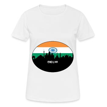 Delhi Inde Drapeau Skyline Voyage Silhouette - T-shirt respirant Femme - blanc - Devant - AI Model Female 172 dark (172cm)