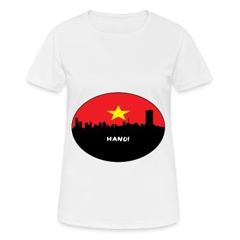 Hanoi Vietnam Drapeau Skyline Voyage Silhouette - T-shirt respirant Femme - blanc - Devant - AI Model Female 172 dark (172cm)