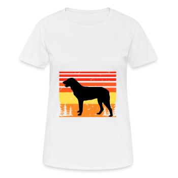 Cao De Castro Laboreiro Hund Silhouette Retro Sonne - Frauen T-Shirt atmungsaktiv - Weiß - Vorne - AI Model Female 172 dark (172cm)