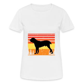 Chien de berger d’Asie centrale Silhouette Rétro Coucher de soleil - T-shirt respirant Femme - blanc - Devant - AI Model Female 172 dark (172cm)