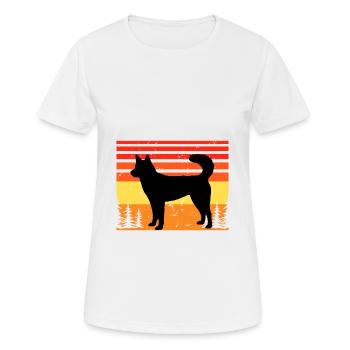 Kai Ken Dog Lover Silhouette Vintage Sunset - T-shirt respirant Femme - blanc - Devant - AI Model Female 172 dark (172cm)