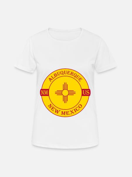 Albuquerque New Mexico Flag USA Souvenir Badge - T-shirt respirant Femme - blanc