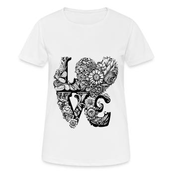 Fleurs décorées de lettres d’amour design - T-shirt respirant Femme - blanc - Devant - AI Model Female 172 dark (172cm)