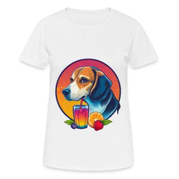 Beagle mit Drink und Früchten - Frauen T-Shirt atmungsaktiv - Weiß - Vorne - AI Model Female 172 dark (172cm)