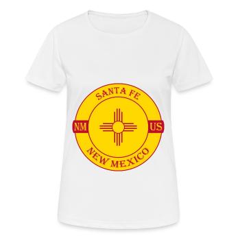 Santa Fe Nouveau-Mexique Flag USA Travel Souvenir Badge - T-shirt respirant Femme - blanc - Devant - AI Model Female 172 dark (172cm)