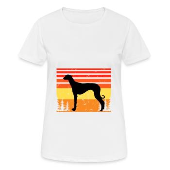 Old Croatian Sighthound Dog Silhouette Retro Sun - Women's Breathable T-Shirt - white - Front - AI Model Female 172 dark (172cm)
