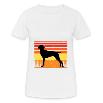 Old Danish Pointer Dog Silhouette Retro Sonnenuntergang - Frauen T-Shirt atmungsaktiv - Weiß - Vorne - AI Model Female 172 dark (172cm)