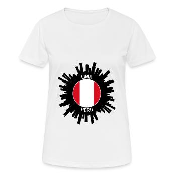 Lima Skyline Peru Flagge Reisesouvenir - Frauen T-Shirt atmungsaktiv - Weiß - Vorne - AI Model Female 172 dark (172cm)