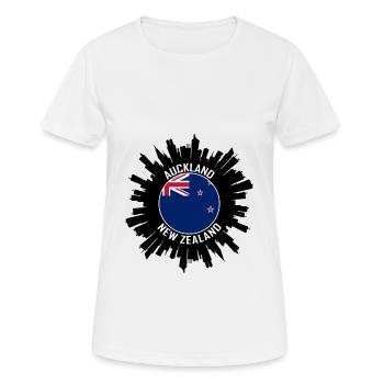 Auckland Skyline New Zealand Flag Travel Souvenir - Women's Breathable T-Shirt - white - Front - AI Model Female 172 dark (172cm)