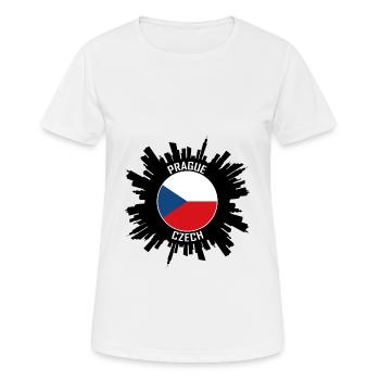 Prag Skyline Tschechische Flagge Reise Souvenir - Frauen T-Shirt atmungsaktiv - Weiß - Vorne - AI Model Female 172 dark (172cm)