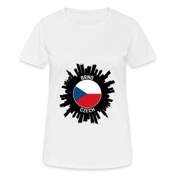 Brünn Skyline Tschechische Flagge Reise Souvenir - Frauen T-Shirt atmungsaktiv - Weiß - Vorne - AI Model Female 172 dark (172cm)