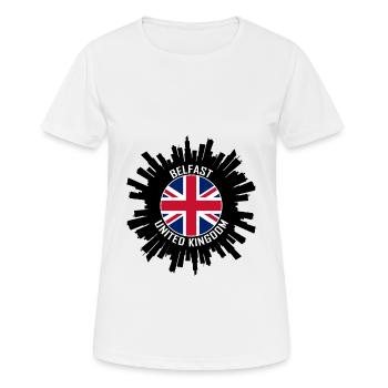 Belfast Skyline UK Flag Souvenir de voyage - T-shirt respirant Femme - blanc - Devant - AI Model Female 172 dark (172cm)