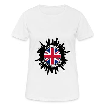 Plymouth Skyline UK Flagge Reise-Souvenir - Frauen T-Shirt atmungsaktiv - Weiß - Vorne - AI Model Female 172 dark (172cm)