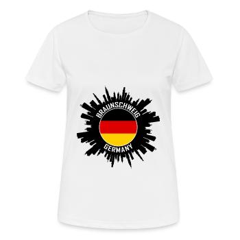 Braunschweig Skyline Germany Flag Travel Souvenir - Women's Breathable T-Shirt - white - Front - AI Model Female 172 dark (172cm)
