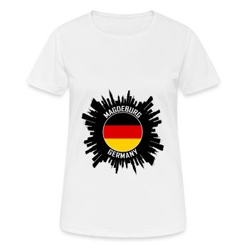 Magdebourg Skyline Allemagne Flag Souvenir de voyage - T-shirt respirant Femme - blanc - Devant - AI Model Female 172 dark (172cm)
