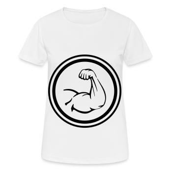 Arm Muskeln Bizeps - Frauen T-Shirt atmungsaktiv - Weiß - Vorne - AI Model Female 172 dark (172cm)
